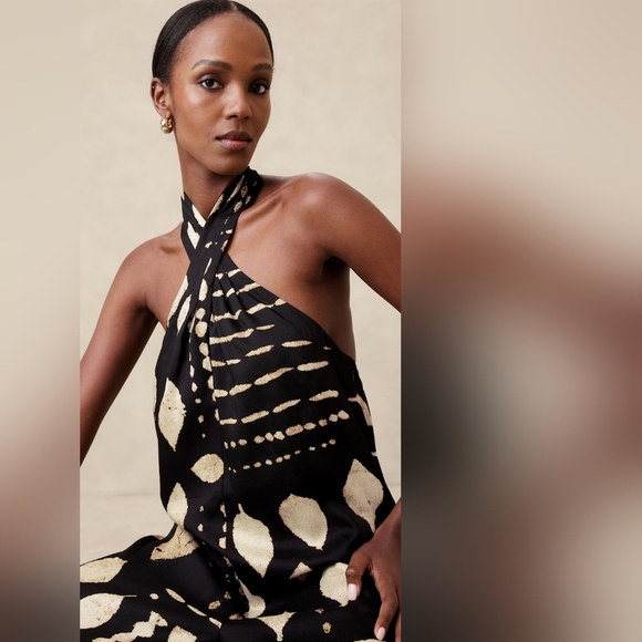 WRAP-HALTER JUMPSUIT - Regular Large size, runs big - Picture 3 of 5